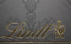 Lindt Cholcolate clear and gold foil stamp
