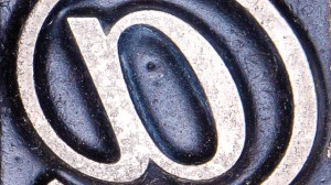 letterpress @ symbol hashtag