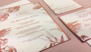 rose gold foil wedding invitation